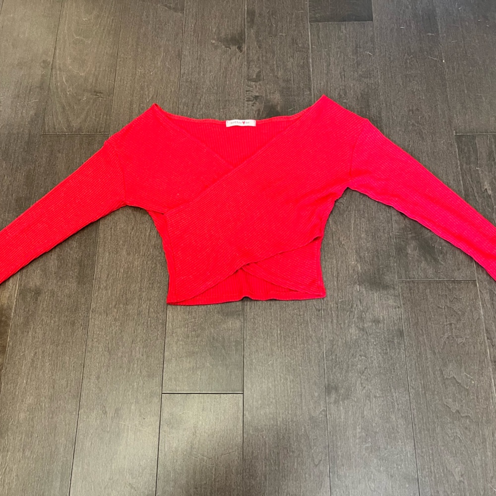 BETTER ME Cropped Ribbed Red Long Sleeve